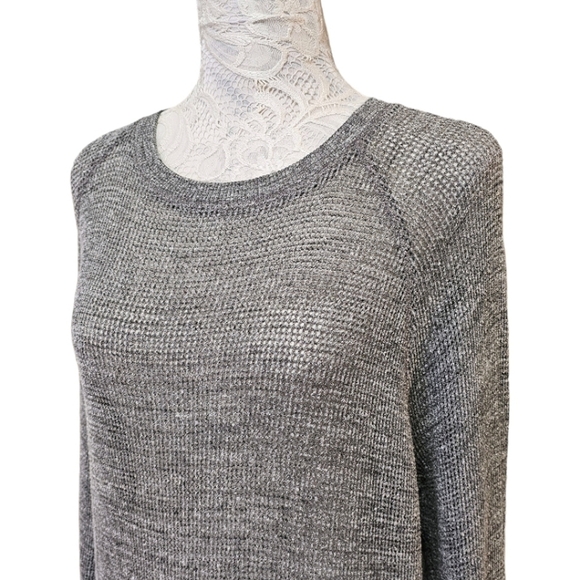 Eileen Fisher Gray Thermal Open Knit Crew Neck Long Sleeve Shirt Size Small - Picture 7 of 11